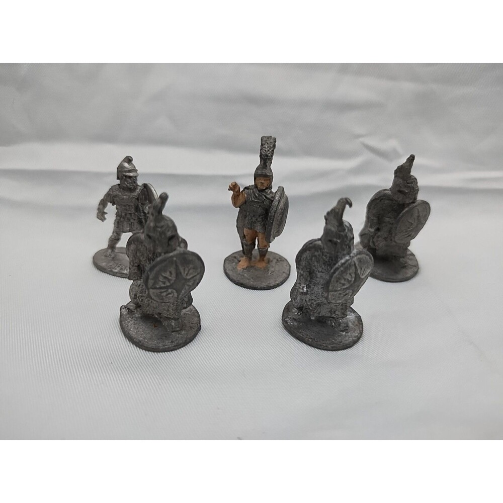 (5) 1970sRal Partha Infantry Soldier Miniatures With Shields Metal Miniatures 1"
